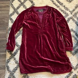 Anthropologie Red Velvet Dress